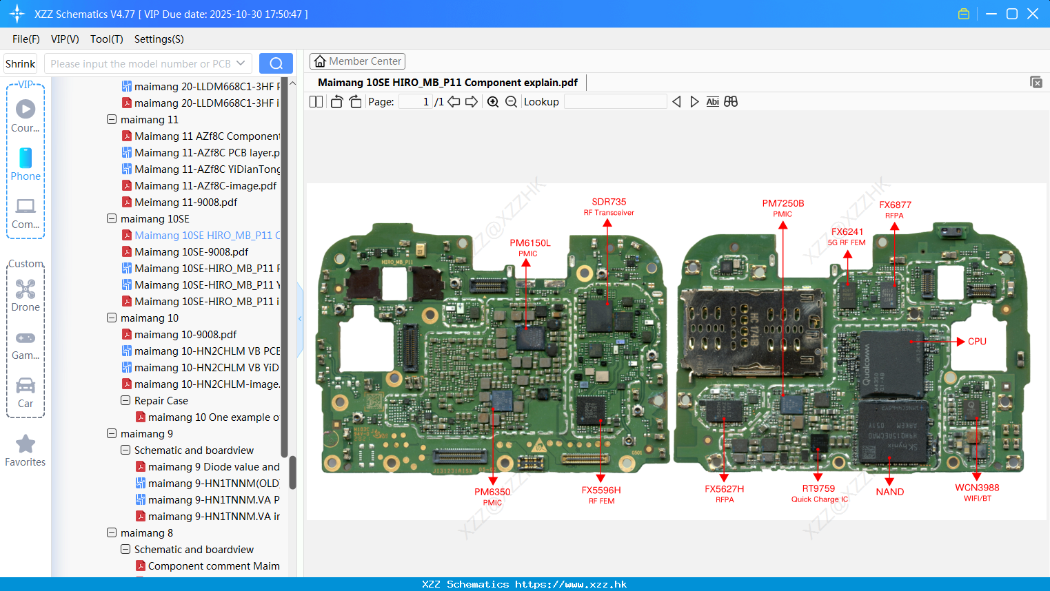 Huawei Maimang 10SE HIRO_MB_P11 Component Explain